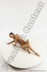 Nude Gymnastic poses Woman White Slim long brown Multi angle poses Pinup